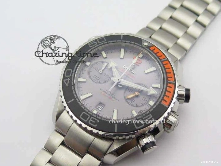 0412 Planet Ocean Master Chronometer Chrono SS OM 1:1 Best Edition Gray Dial On SS Bracelet A Reliable 8180
